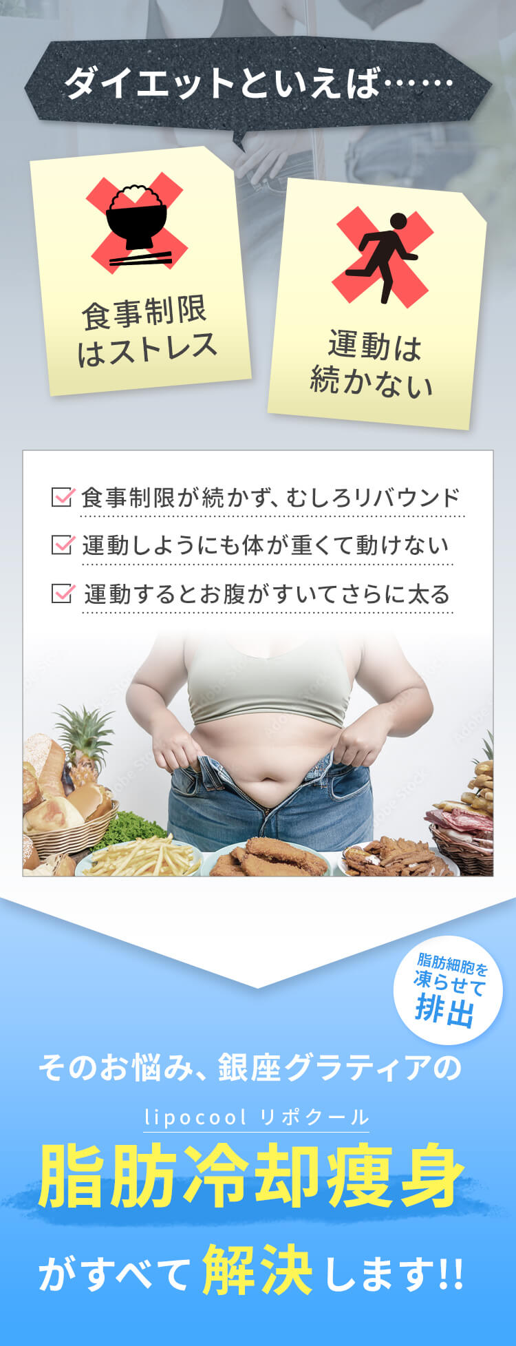 ダイエットのお悩み、脂肪冷却痩身がすべて解決します!